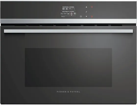 Front view of the Fisher & Paykel OM24NDB1 24” speed oven 