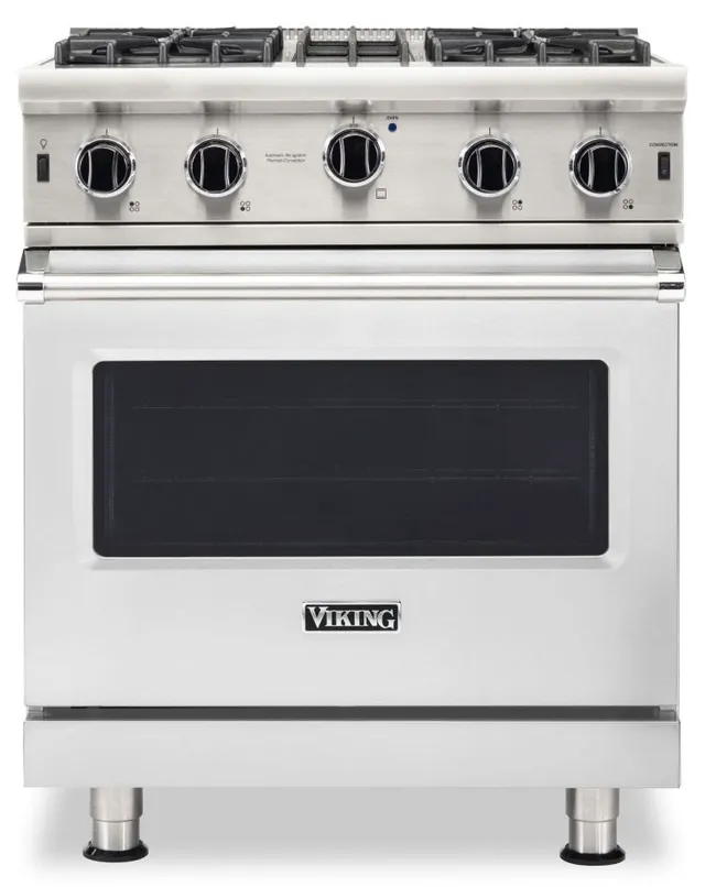 Front view of the Viking 5 Series 30” gas range 