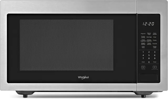 Front view of Whirlpool WMC30516HZ over the range microwave 