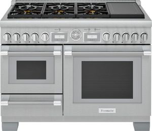 Thermador Pro Grand 48" Stainless Steel Slide In Dual Fuel Natural Gas Range