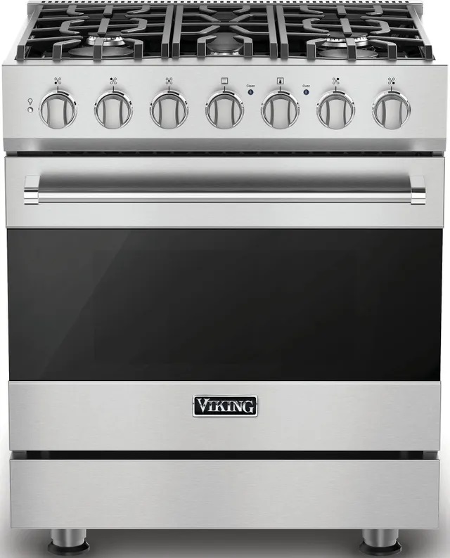Viking VIRAMW210 2 Piece Kitchen Appliances Package with Gas Range and Over  the Range Microwave in Stainless Steel