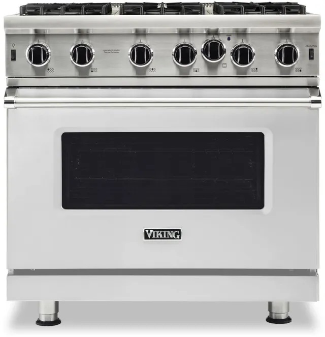 White Viking Stove with Stainless Steel Cooktop Spice Rack - Transitional -  Kitchen