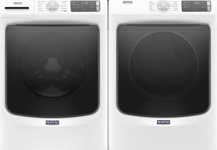 Maytag front load washer and dryer set in white