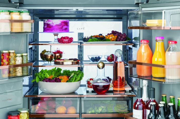 Café quad modern glass refrigerator interior