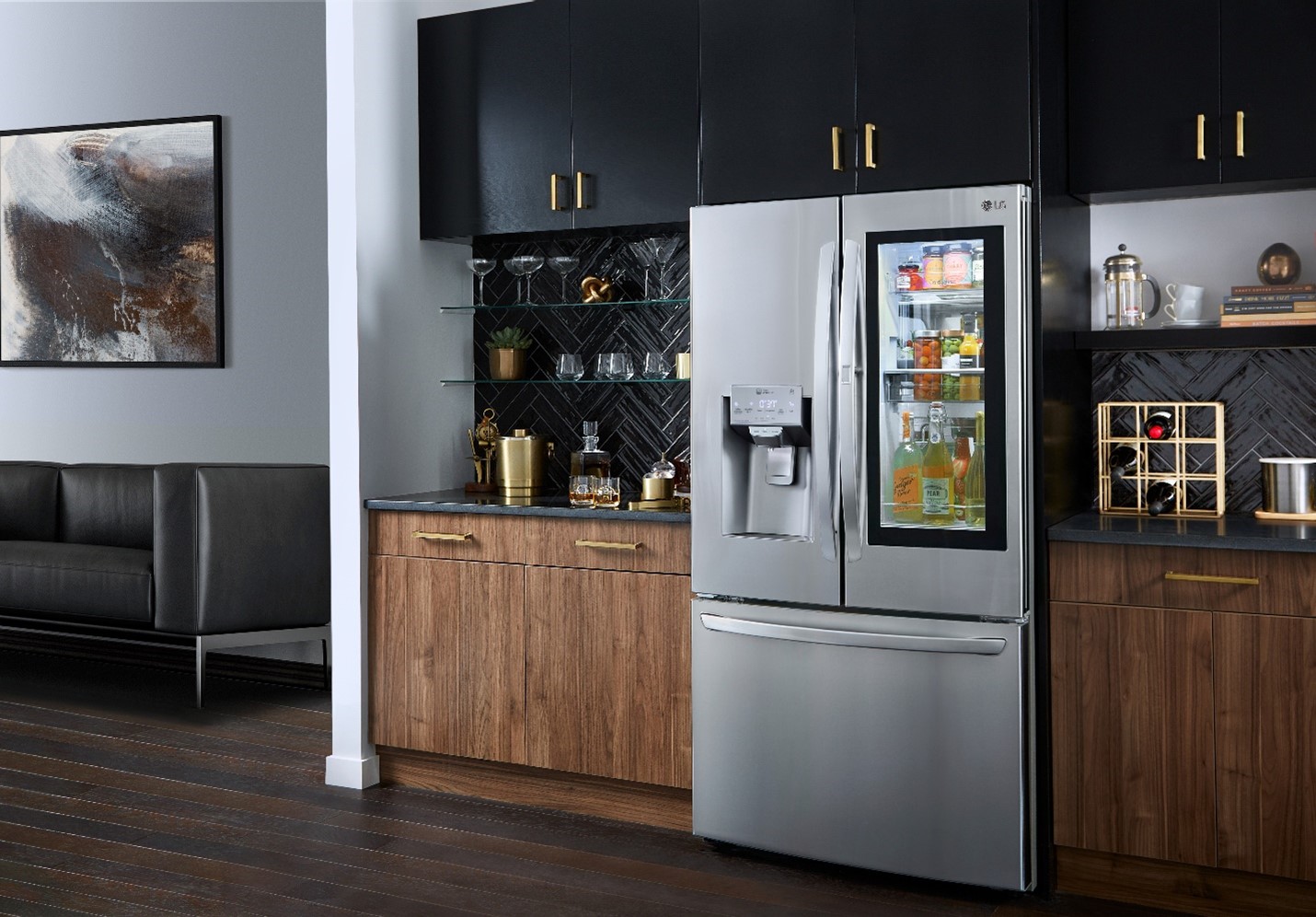 product image of LG stainless-steel French-door fridge