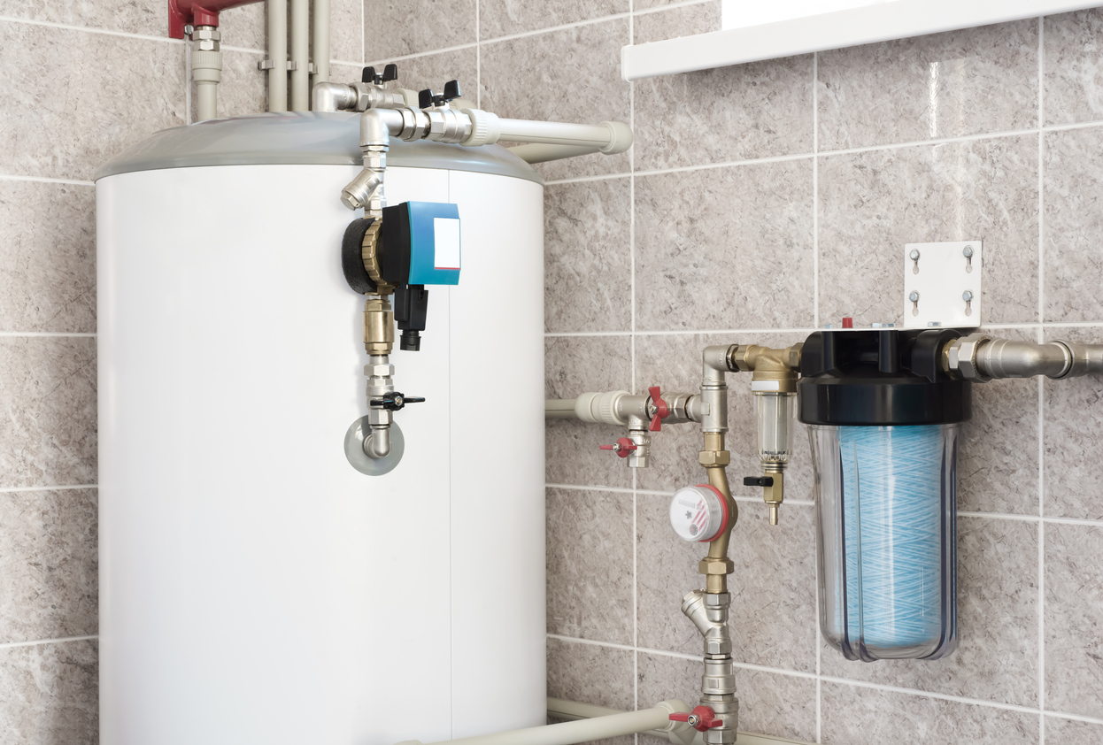 residential water heating boiler with water softener