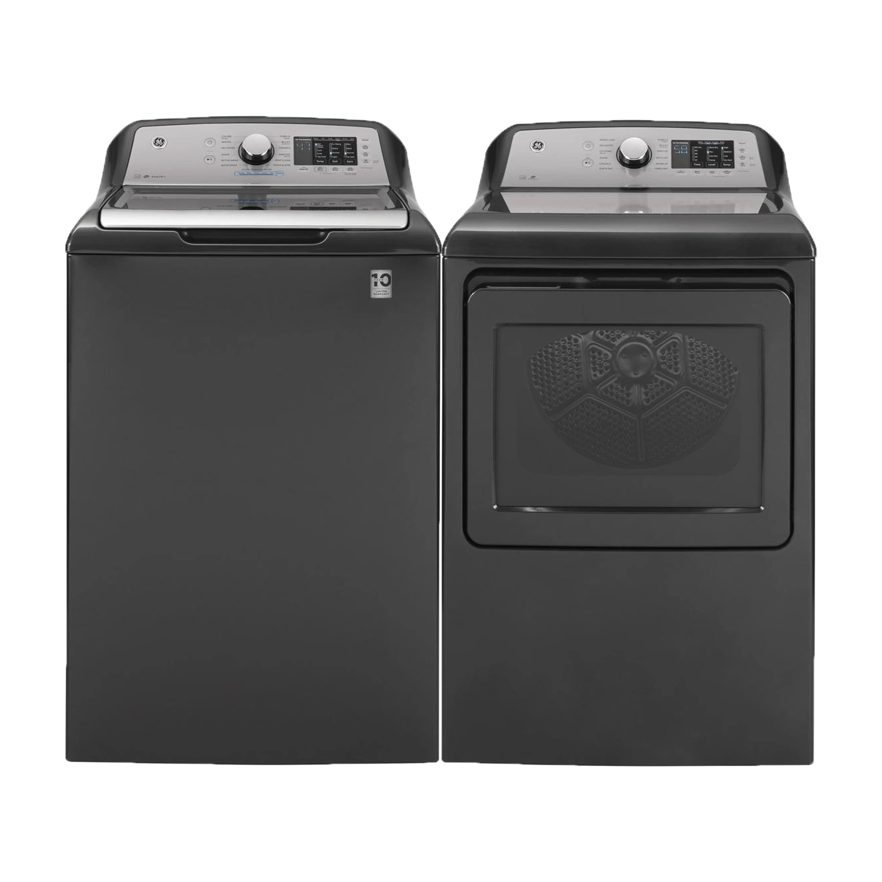 black top load washer and front load dryer