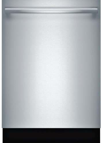 Stock photo of a stainless steel Bosch brand dishwasher.