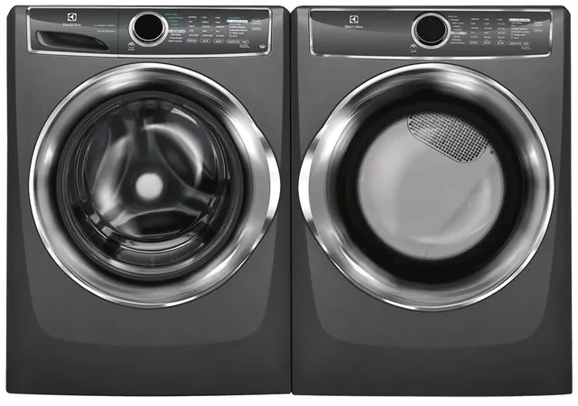 Front view of Electrolux front load washer and dryer pair
