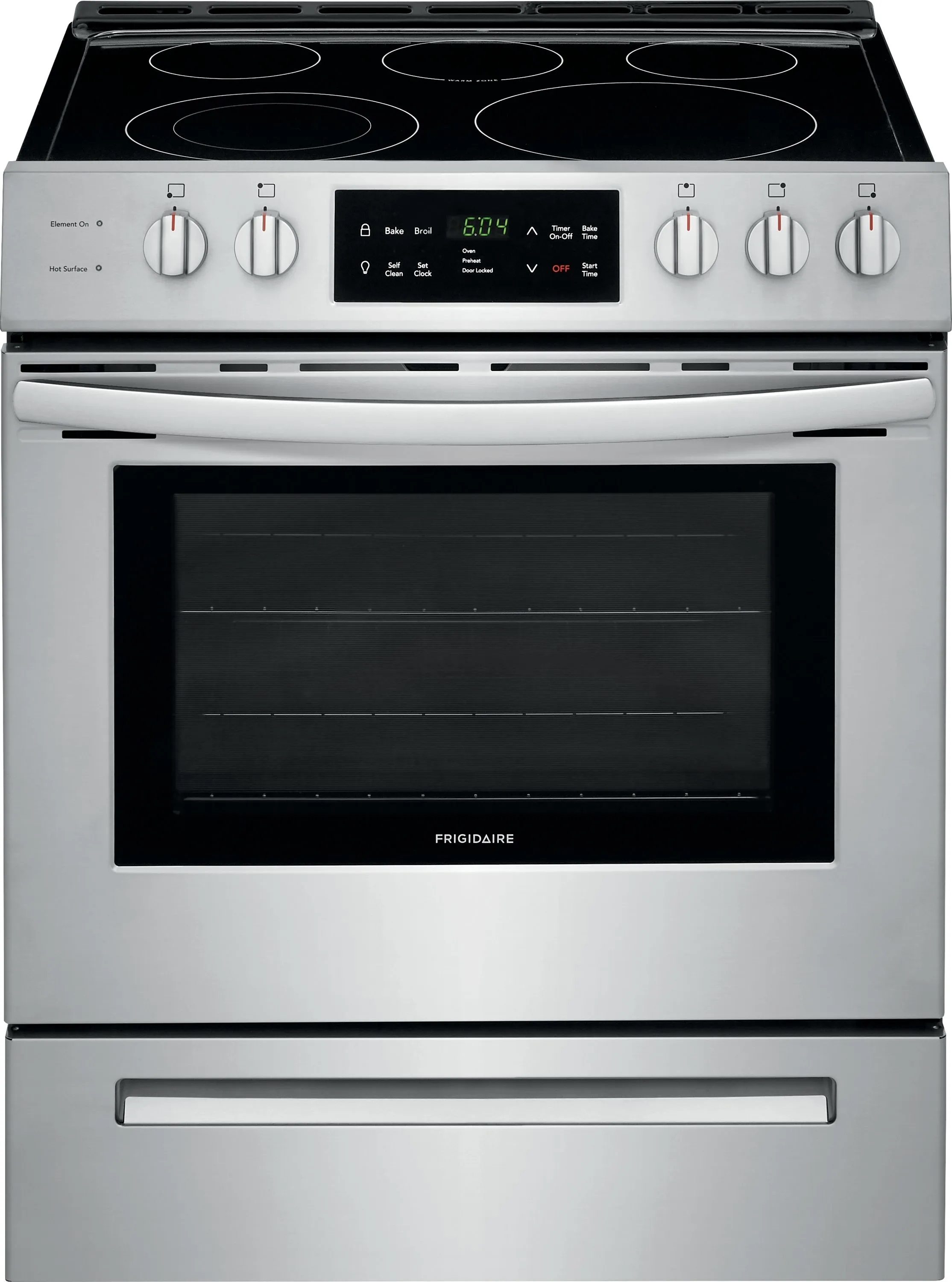 Front view of Frigidaire FFEH3054US 30” freestanding electric range 
