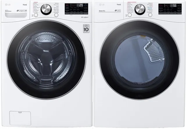 Front view of LG LGLAUDLEX4200W washer and dryer pair 