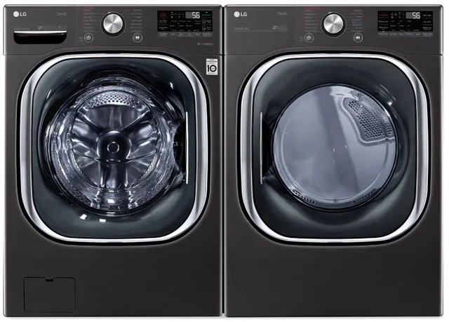Front view of LG LGLAUDLEX4500B washer and dryer pair 