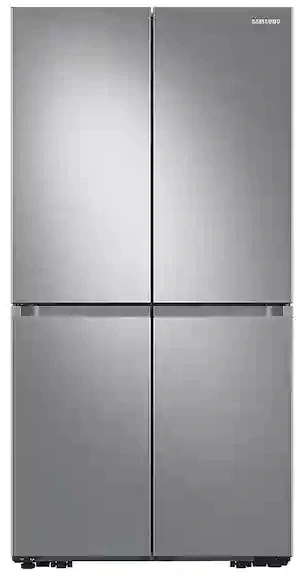 Front view of Samsung RF23A9671SR 4-door refrigerator with built-in ice makers