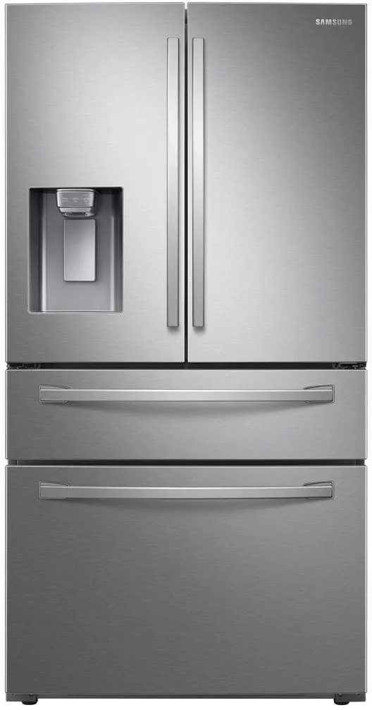 Front view of Samsung RF28R7201SR French door refrigerator 