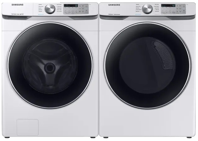 Front view of Samsung front load washer and dryer pair 