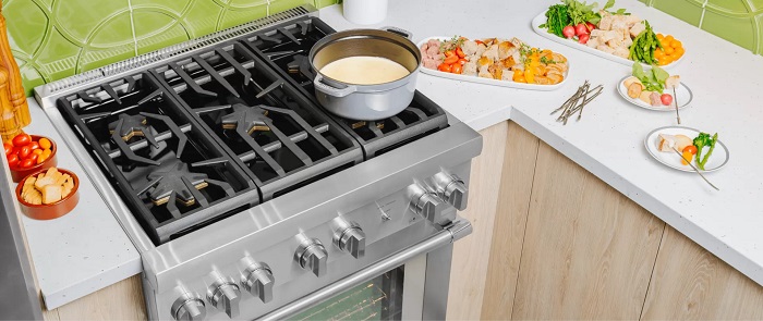 thermador six burner gas range