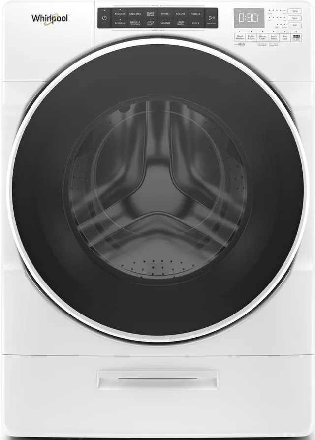 Front view of Whirlpool WFW6620HW white front load washer 