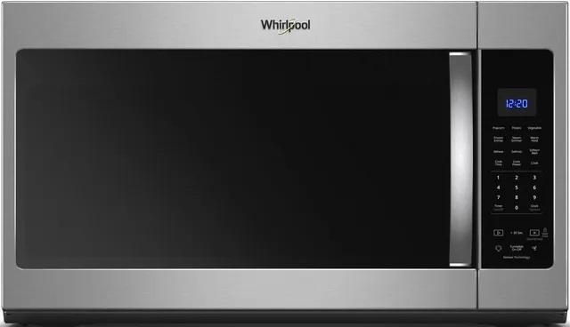 Front view of Whirlpool WMH32519HZ over the range microwave 
