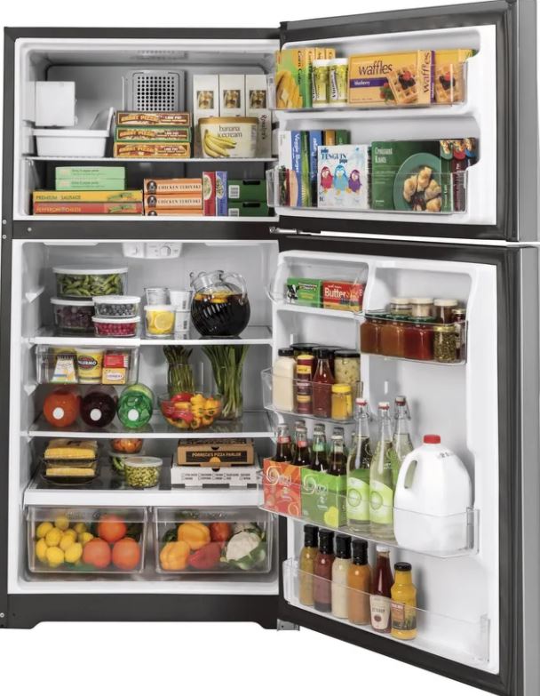 fully stocked GE fridge