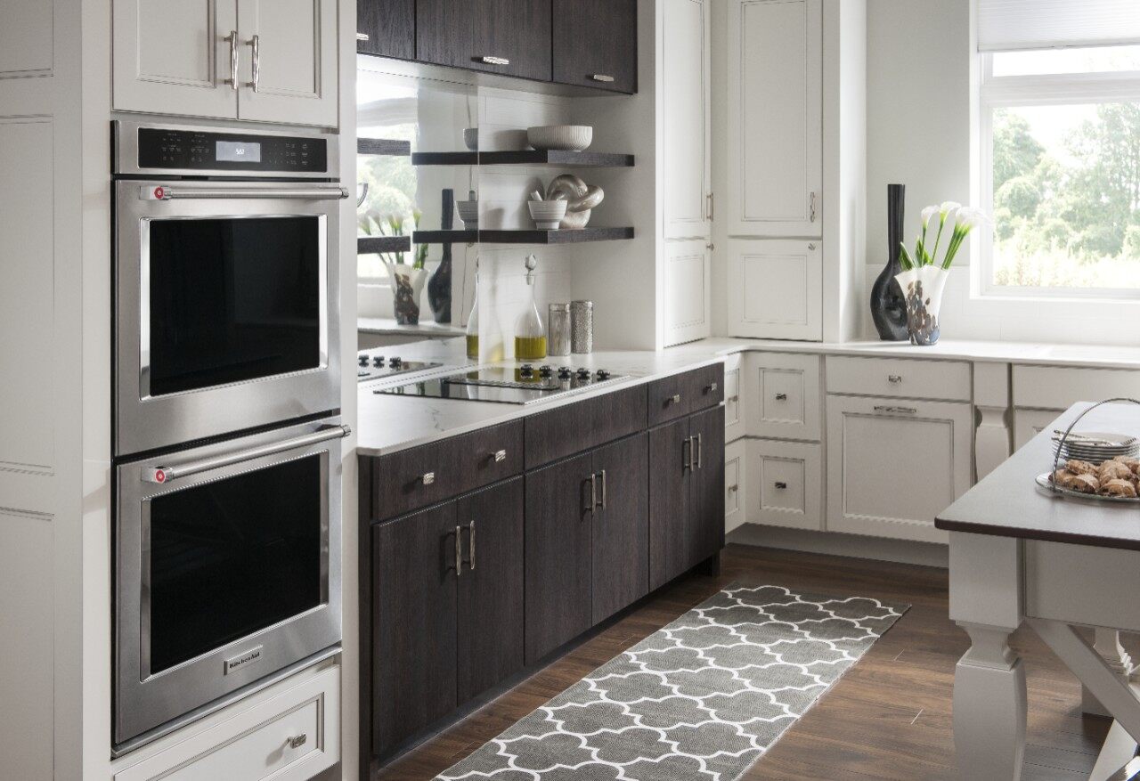 modern kitchen with wall oven