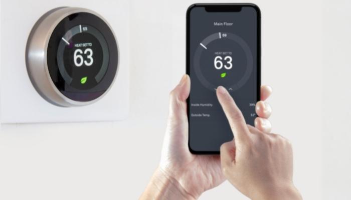 Phone controlling smart thermostat
