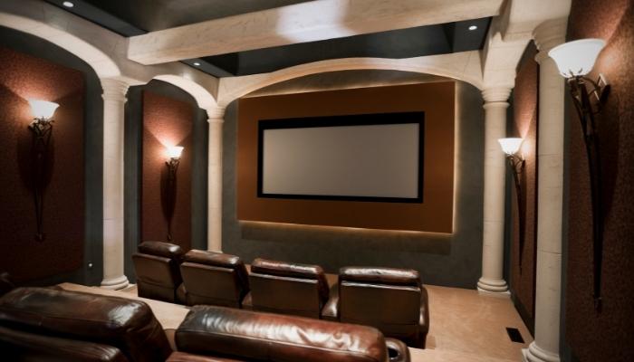 Home theater with completely hidden speakers, maybe with audio cloth