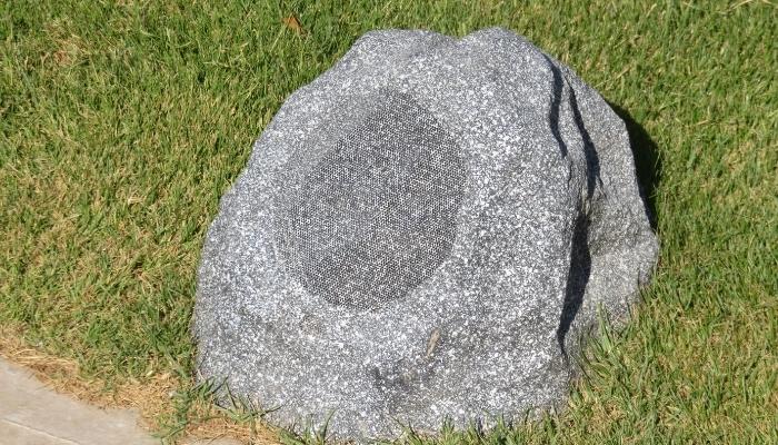 Rock speaker on the grass