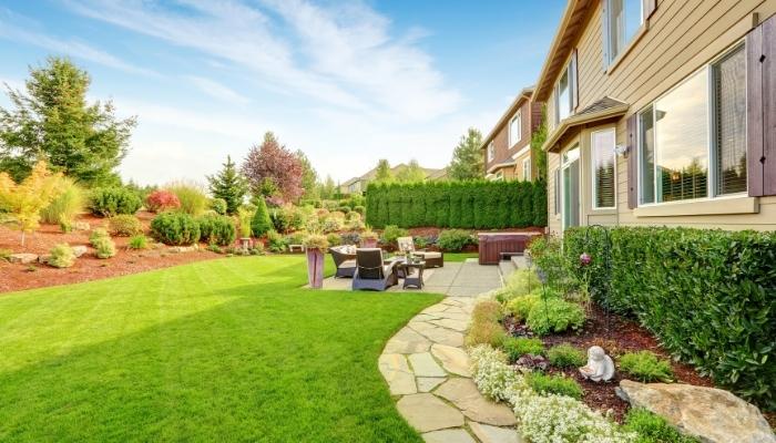 Beautiful home with lush, green yard