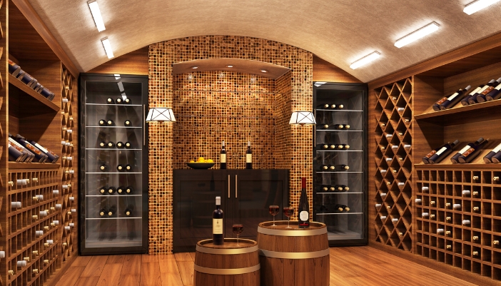 A smart wine cellar with lighting and refrigeration