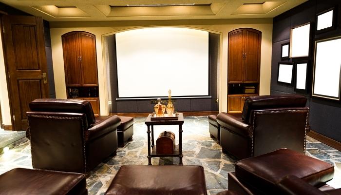 Custom home theater with theme