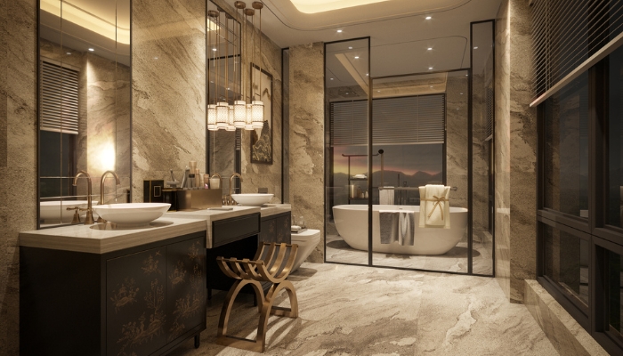 Luxury bathroom with hidden multi-room audio