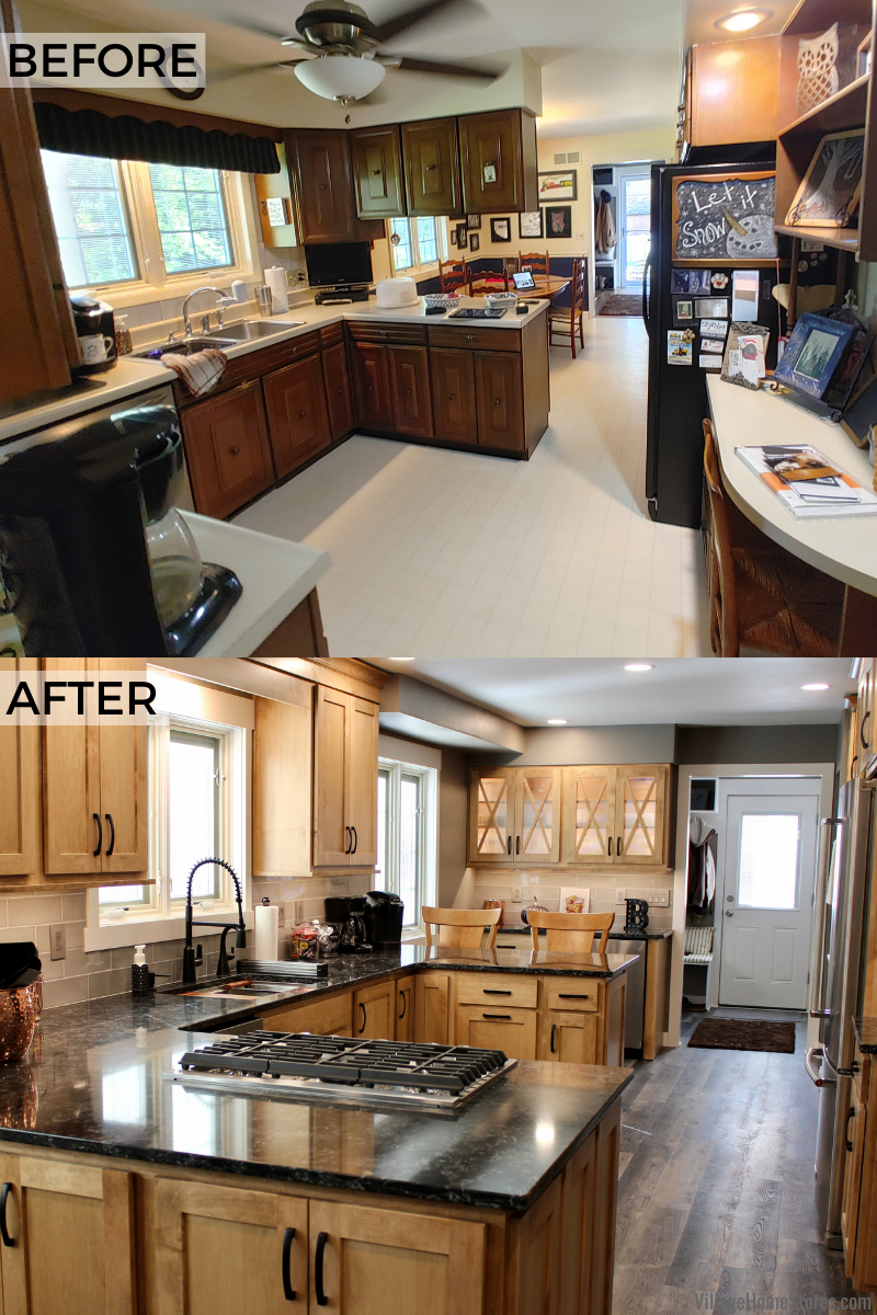Rock Island Kitchen Remodel with Two Peninsulas and Maple Pecan ...