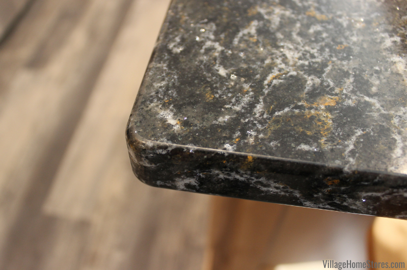 Close up corner image of Cambria quartz in the Armitage design 