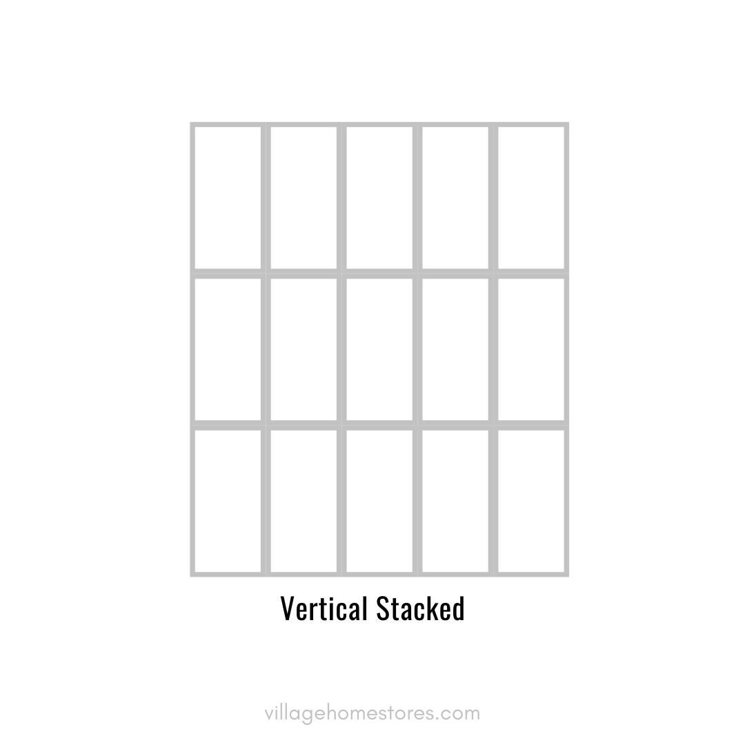 Line drawing infographic showing vertical straight stacked tile pattern