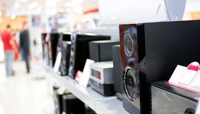 speakers inside a store