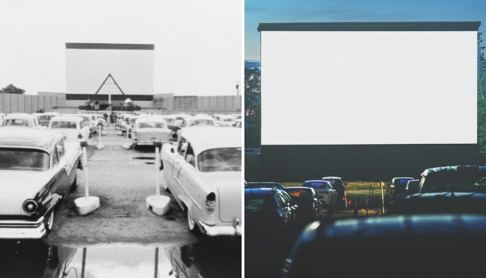 Comparison of old drive-in to a modern drive-in