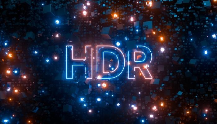 Word “HDR” on a black background