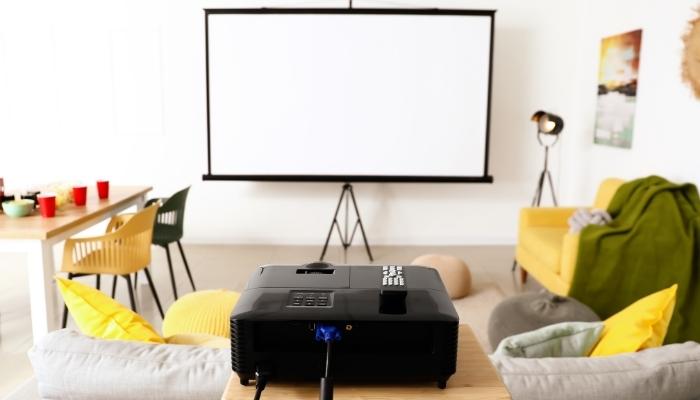 Home projector in living room