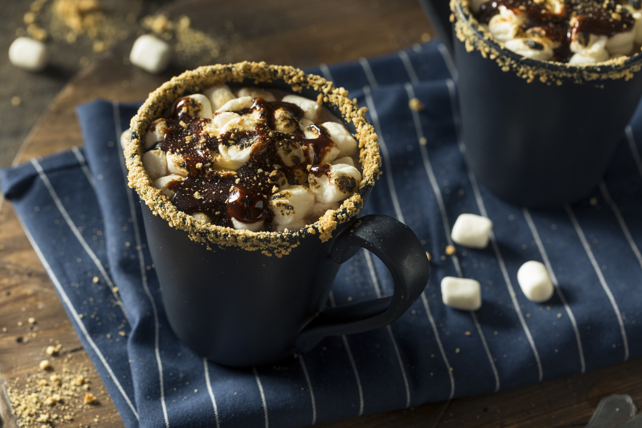 homemade s’mores hot chocolate served for the holidays