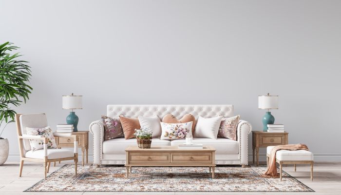 fresh take on farmhouse style in living room