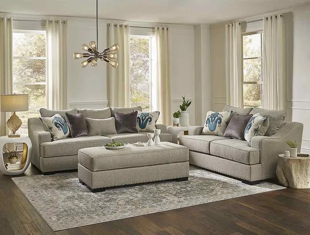 Front view of Michael Nicholas Designs 3-piece living room set 