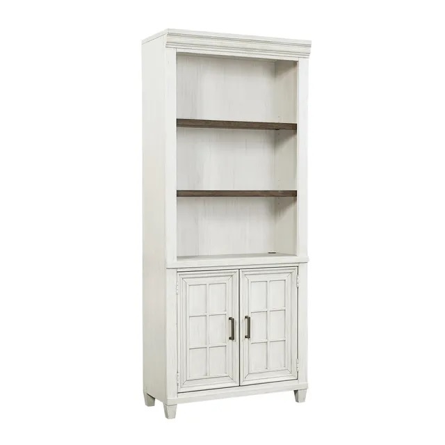 white-washed bookcase