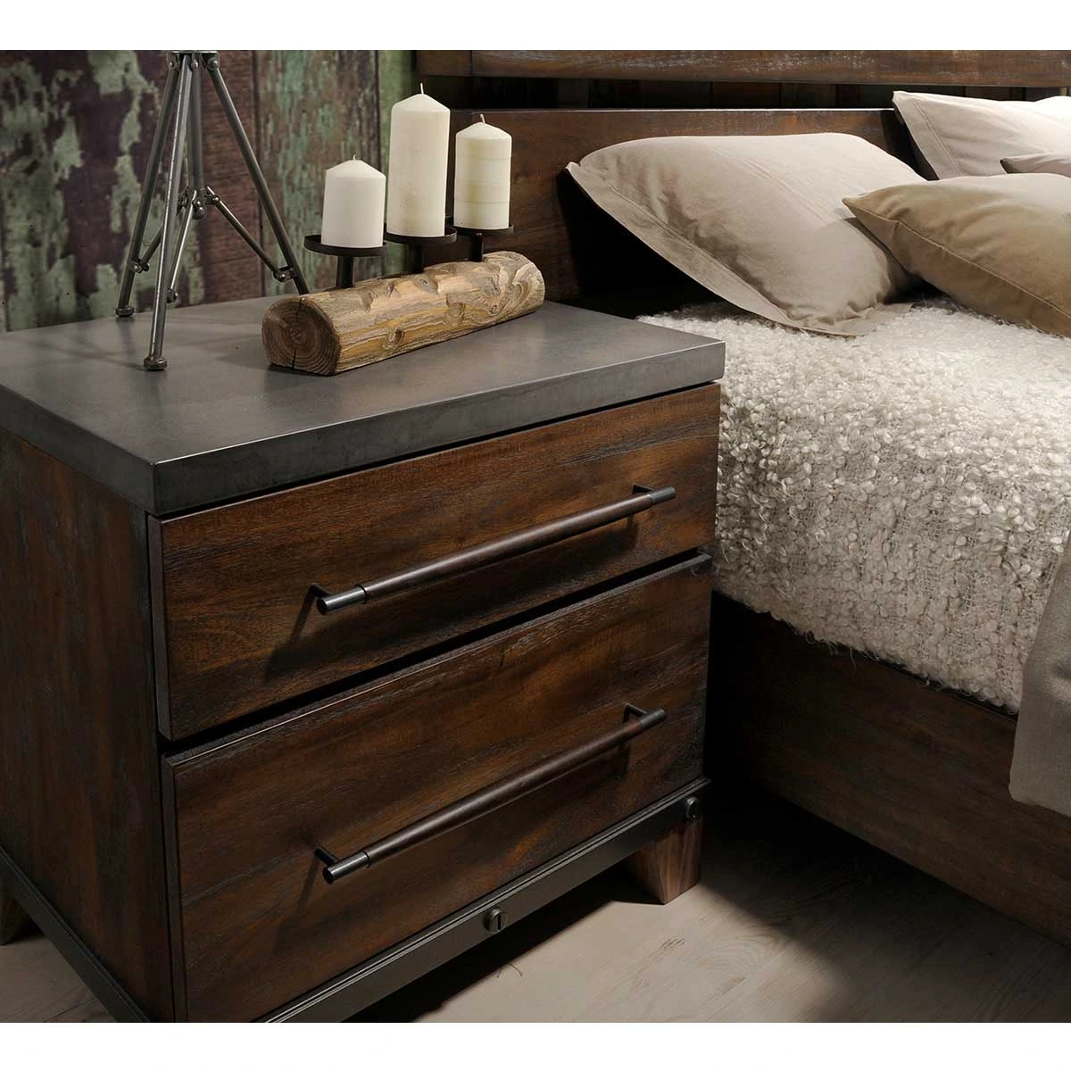 The Austin Group Furniture Forge collection wooden nightstand 