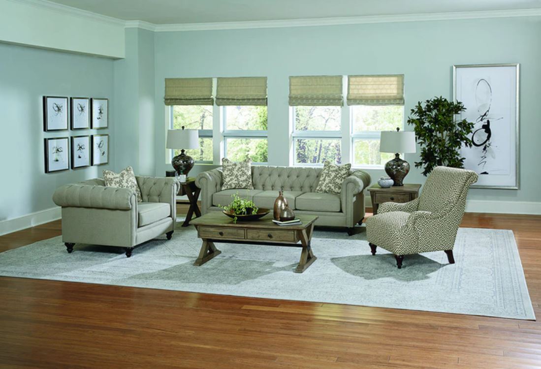 modern living room with England sofa and chairs