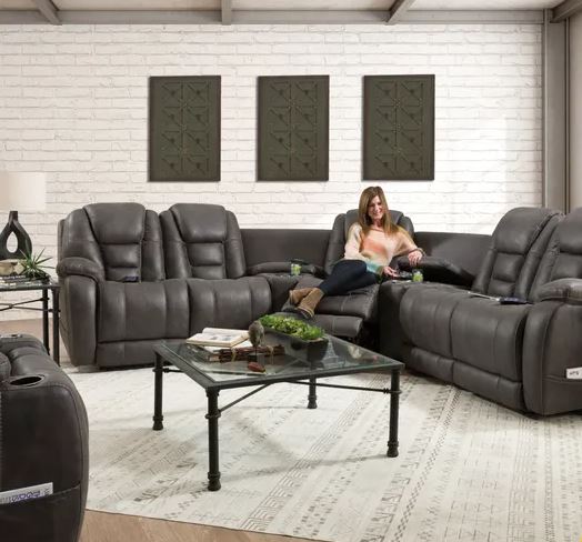 woman relaxing on her sectional sofa