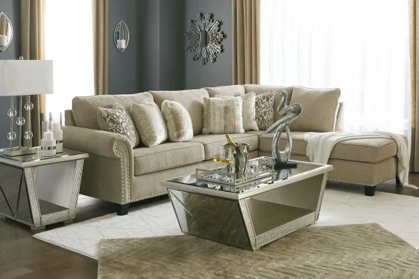 The Walker Furniture Opulent 2-piece sectional set in a contemporary living room