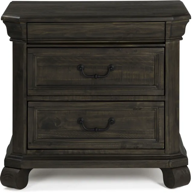 Front view of the Magnussen Home Bellamy collection wooden nightstand 