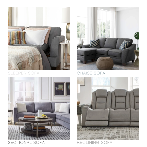 Types of Grey Sofas Infographic
