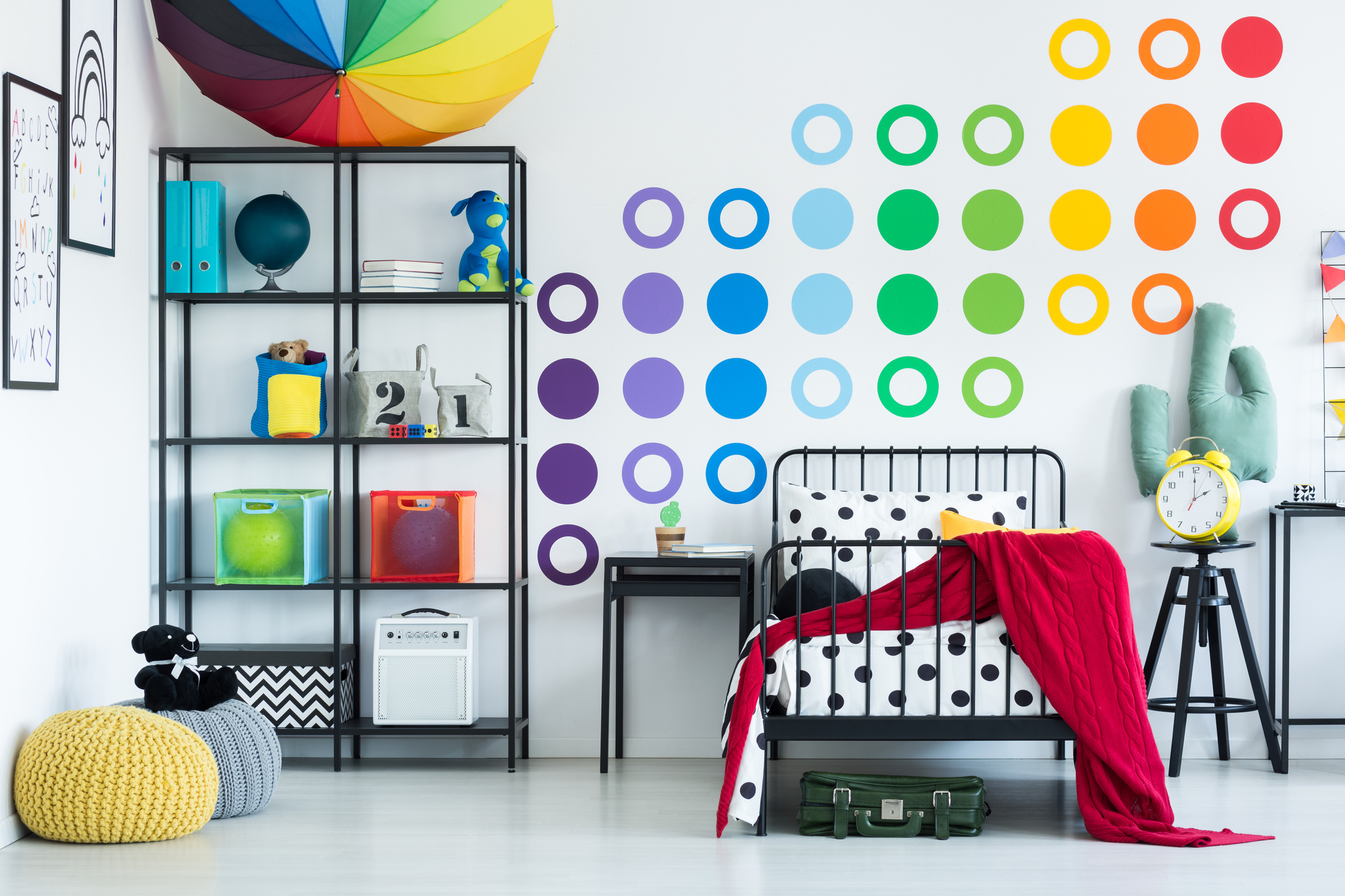rainbow colors in kids bedroom