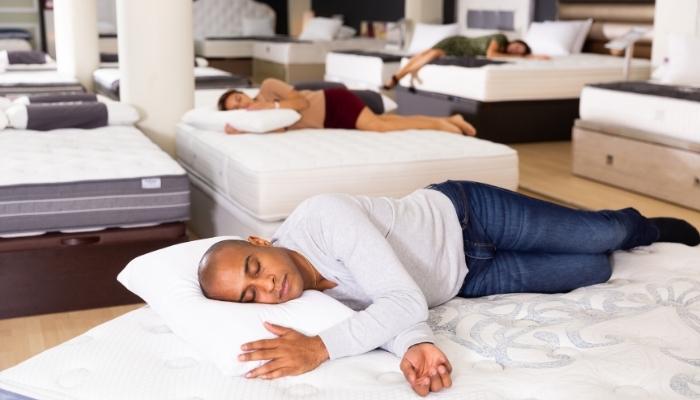 People sleeping in new mattresses